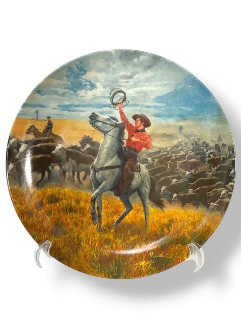 Edwin M Knowles Collectible Plate Oklahoma! Cowboy Western Scene Vintage 1986 - Picture 16 of 16